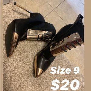 Black and gold bootie